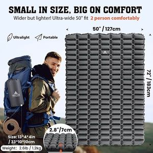 HIKENTURE Ultralight Double Sleeping Pad, Camping Mattress 2 Person, Backpacking